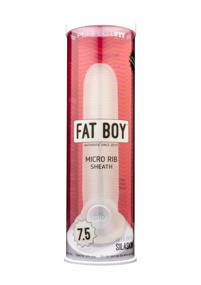 E-shop Fat Boy Micro Ribbed - návlek na penis (19 cm) - mliečne biely