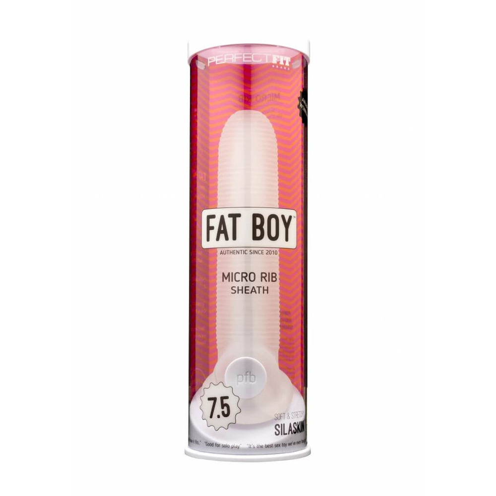 E-shop Fat Boy Micro Ribbed - návlek na penis (19 cm) - mliečne biely