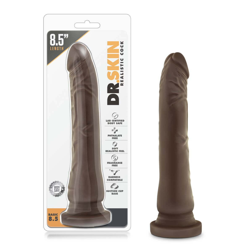 E-shop Dr. Skin 8,5 - realistické dildo s prísavkou - hnedé (20,5cm)