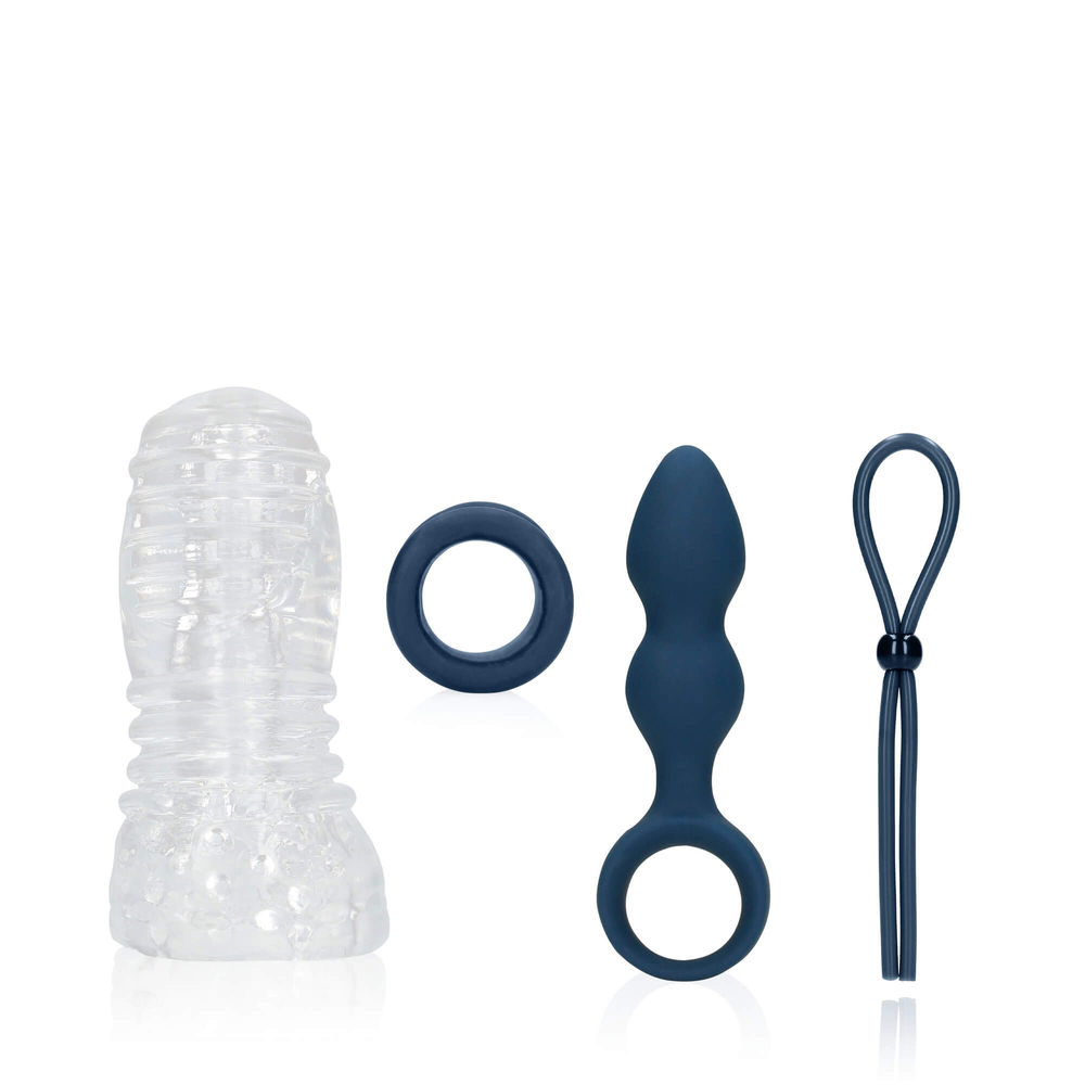 E-shop Loveline (S)explore - sada sexuálnych hračiek pre mužov - 4 kusy (modrá)