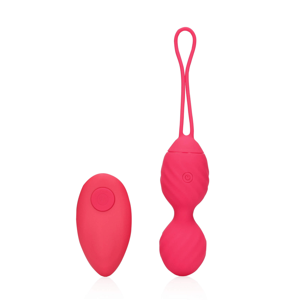 E-shop Loveline - bezdrôtová, rádiom riadená vibračná guľa s drážkami (ružová)