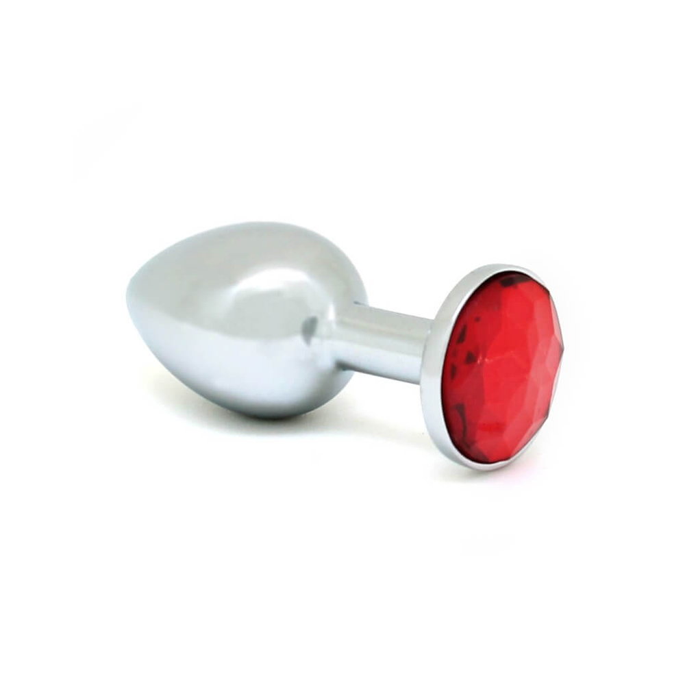 E-shop Rimba XS - červené kovové análne dildo (strieborné)