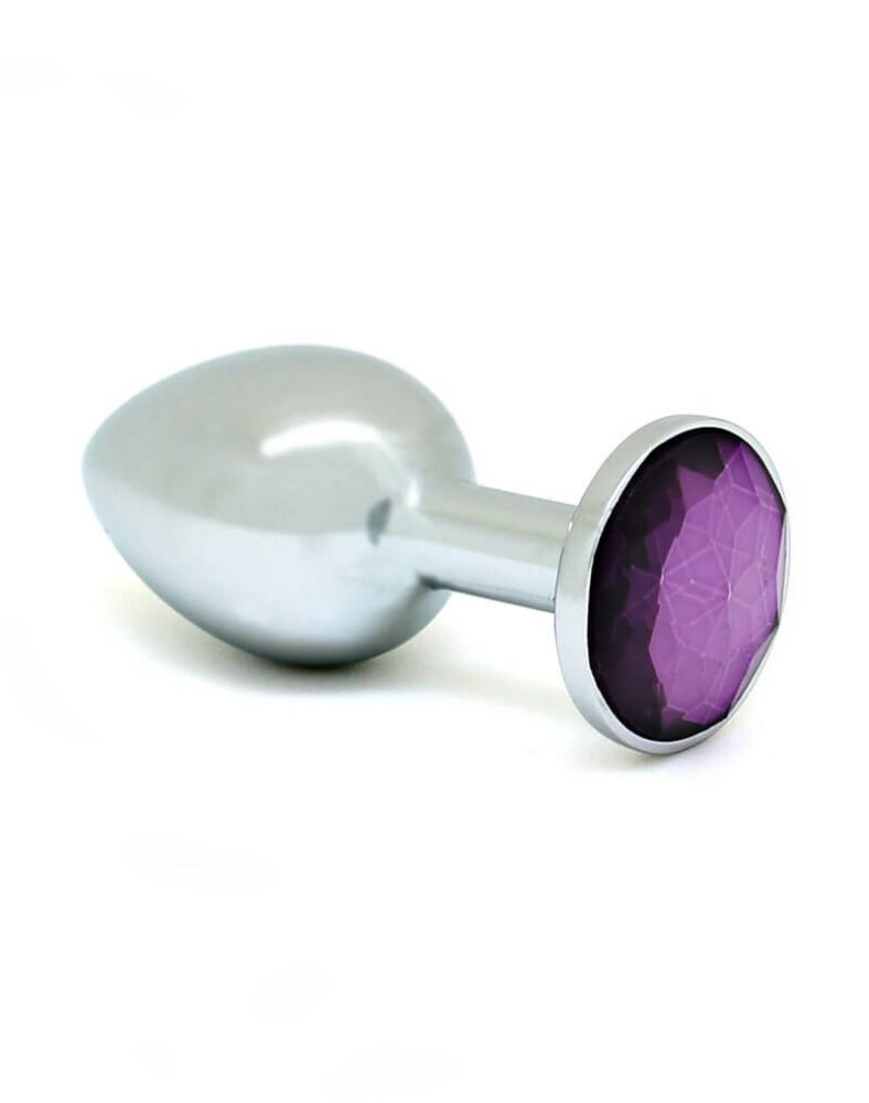 E-shop Rimba XS - fialové kovové análne dildo (strieborné)