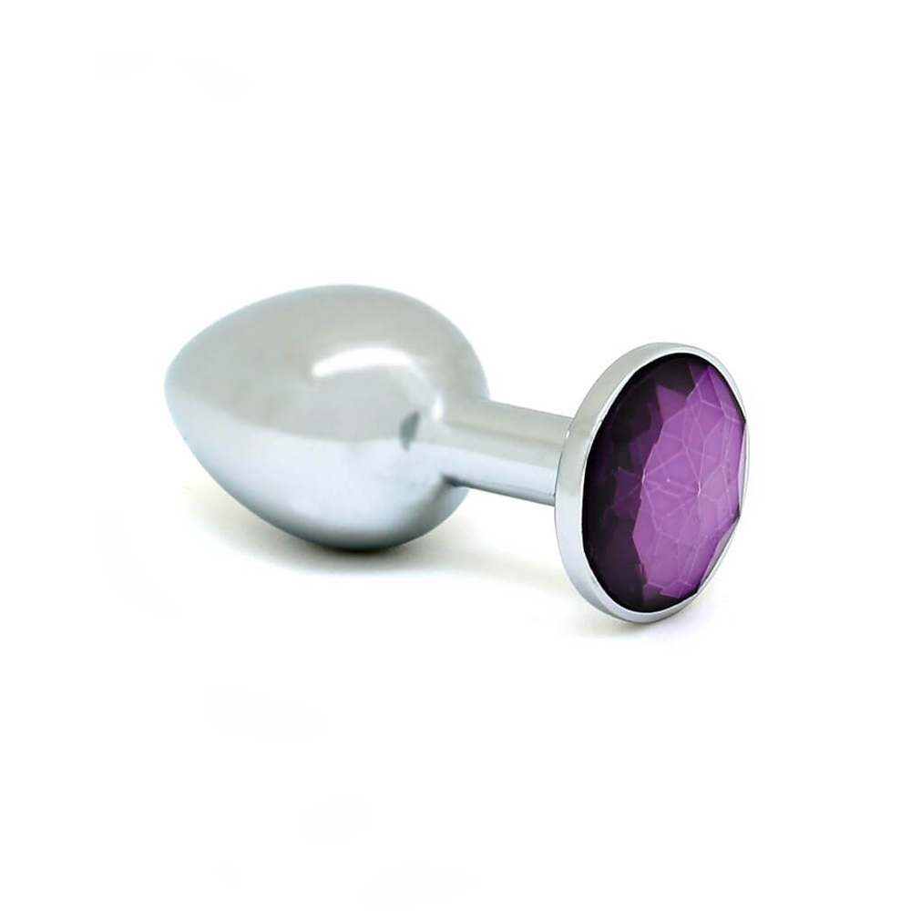 E-shop Rimba XS - fialové kovové análne dildo (strieborné)