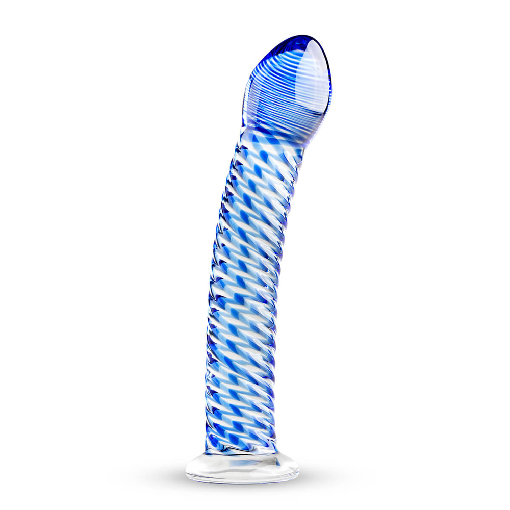 E-shop Gildo Glass No. 5 - špirálové sklenené dildo (priesvitné modré)