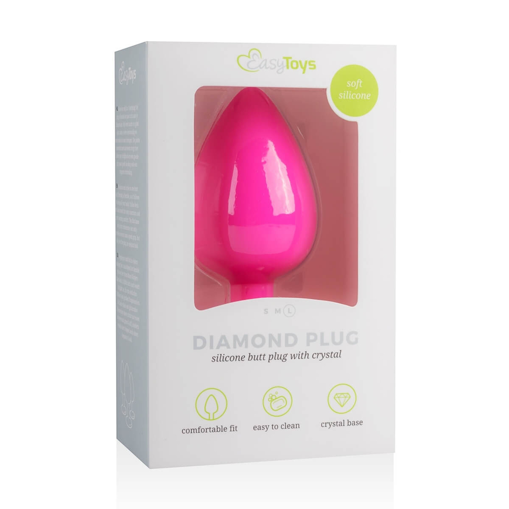 E-shop Easytoys Diamond - análne dildo s bielym kamienkom (veľké) - ružové