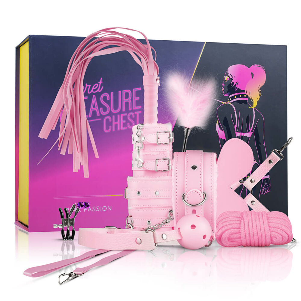 E-shop Secret Pleasure Chest - pokročilá BDSM sada - 14 kusov (ružová)