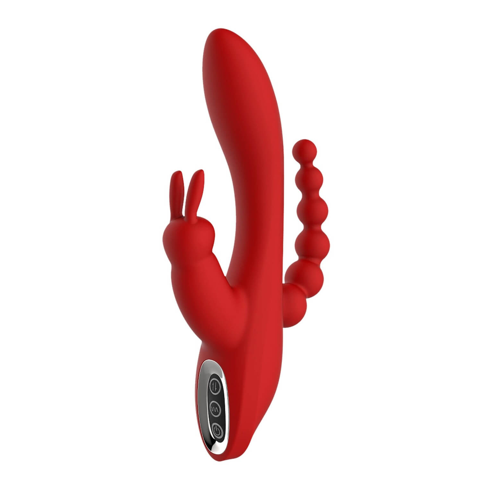 E-shop Red Revolution Hera - dobíjací, vodotesný vibrátor s 3 hrotmi (červený)