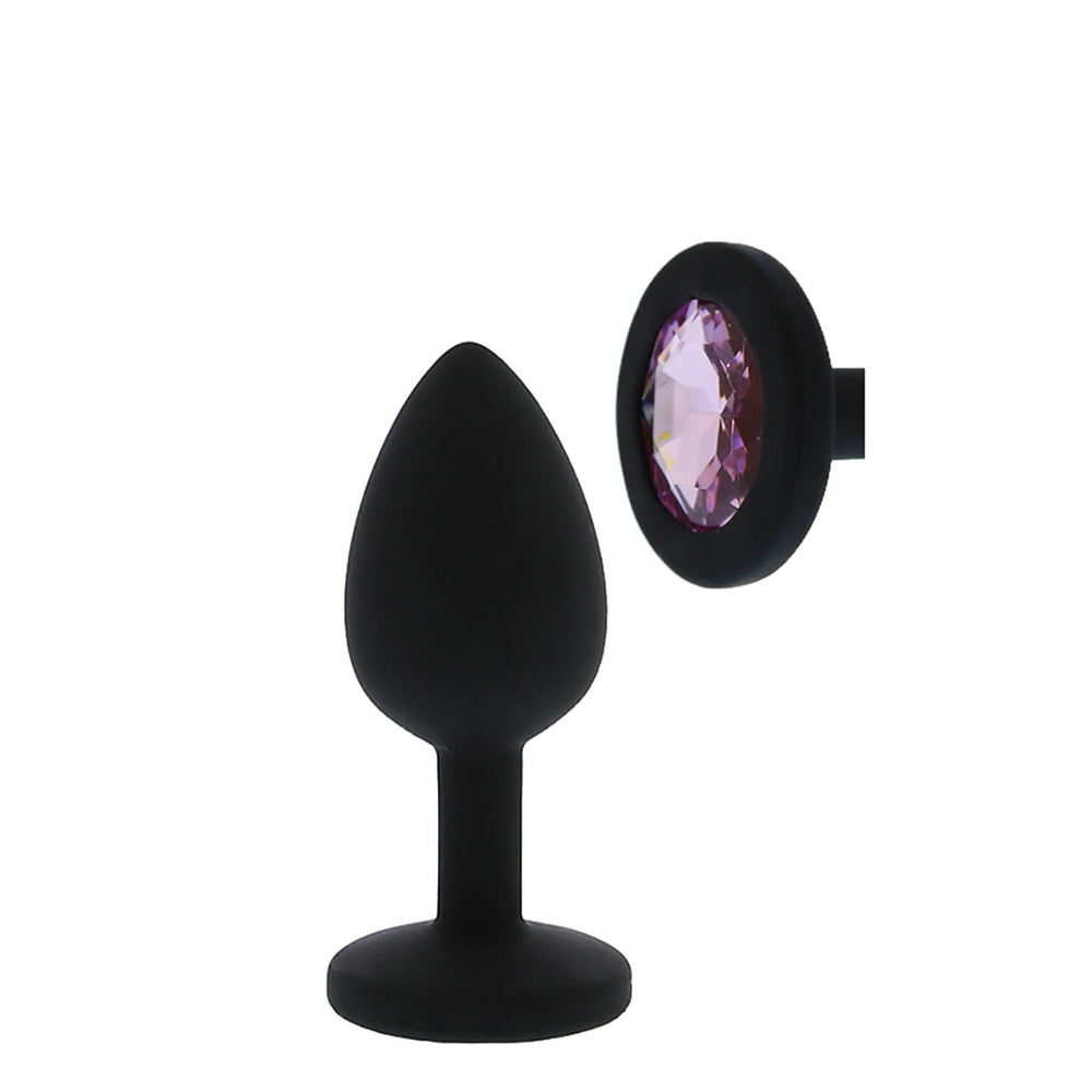 E-shop All time Favorites - análne dildo silikonové fialovým kameňom (čierne)