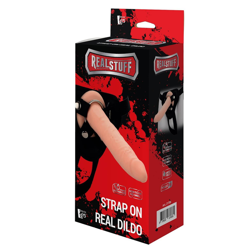 E-shop RealStuff Strap-On - úzke páskové dildo (prírodné)