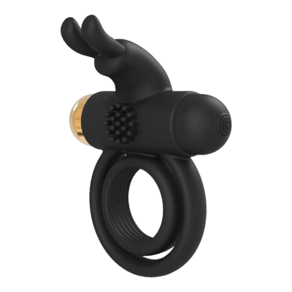 E-shop Elite Joel - vibračný krúžok na semenníky a penis na batérie (čierny)