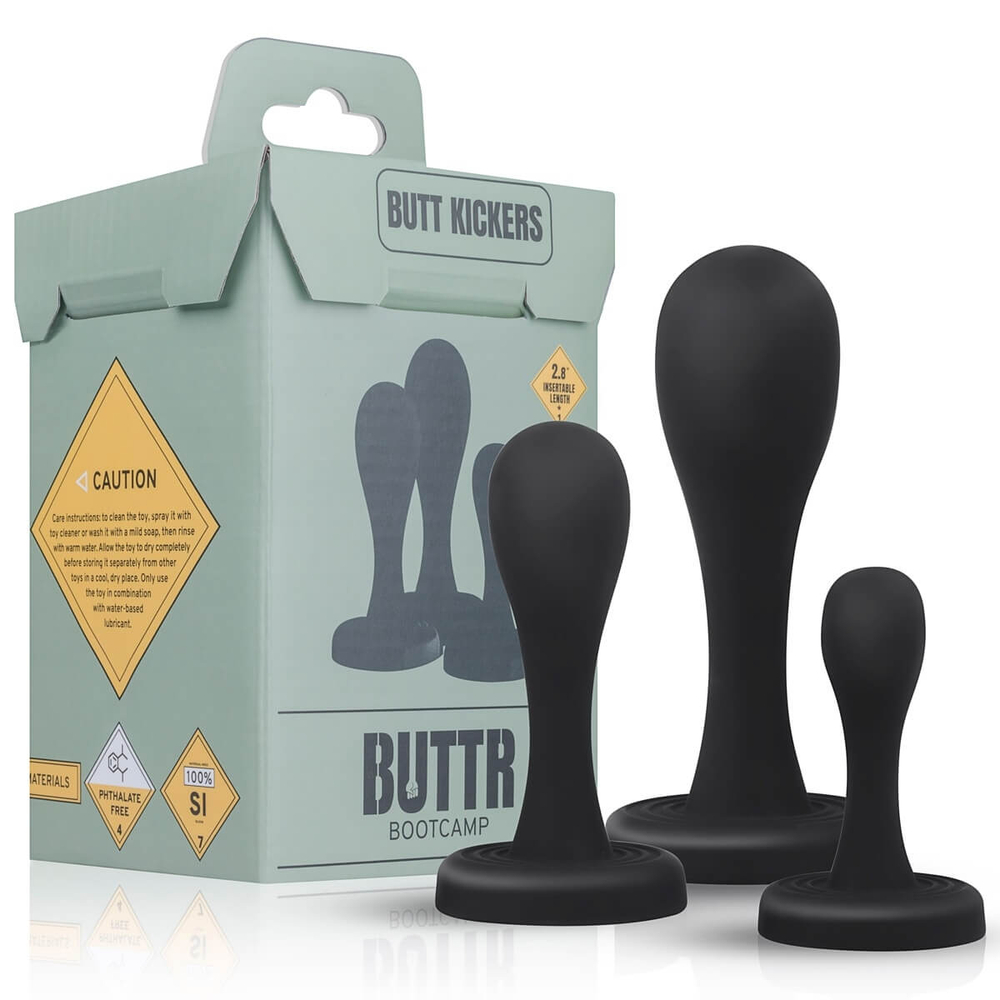 E-shop BUTTR Butt Kickers - súprava análnych díld - čierna (3 dielna)