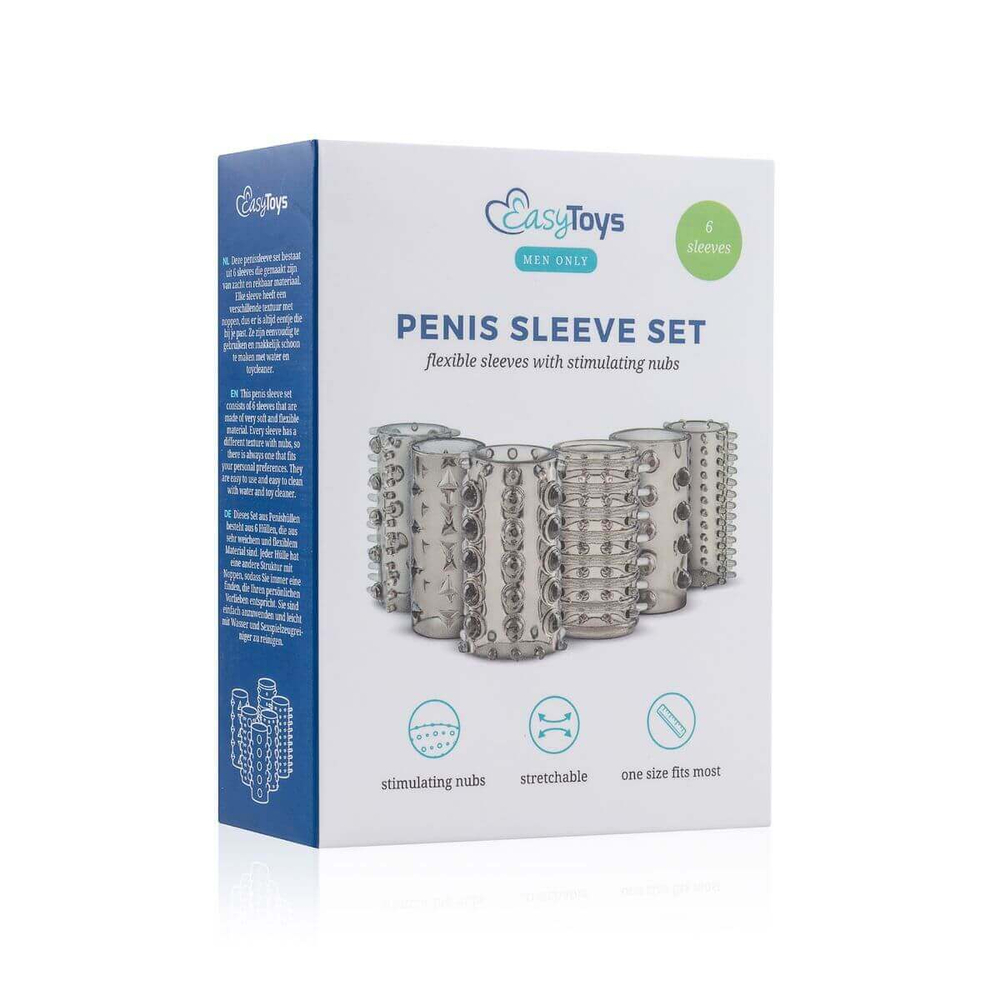 E-shop Easytoys Penis Sleeve - sada návlekov na penis - dymová (6ks)