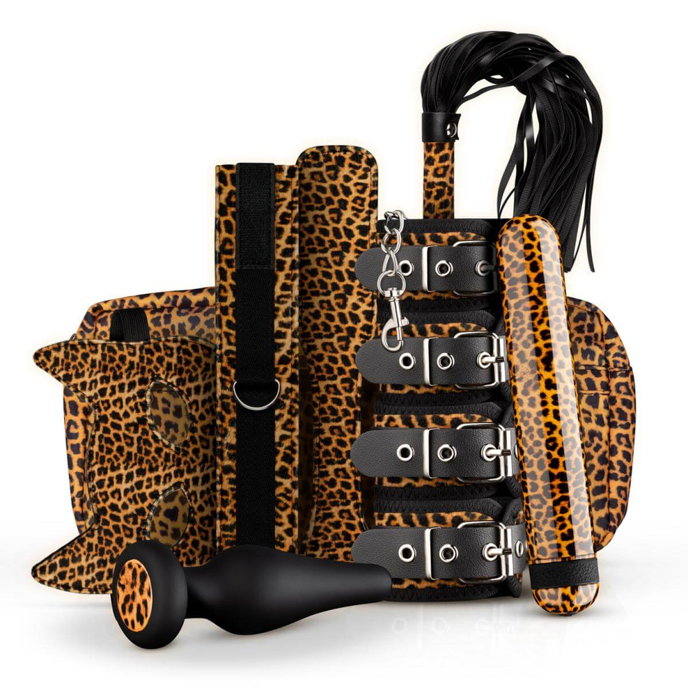 E-shop Panthra Gato - vibračná bondážná súprava (8 kusov) - leopardia čierna