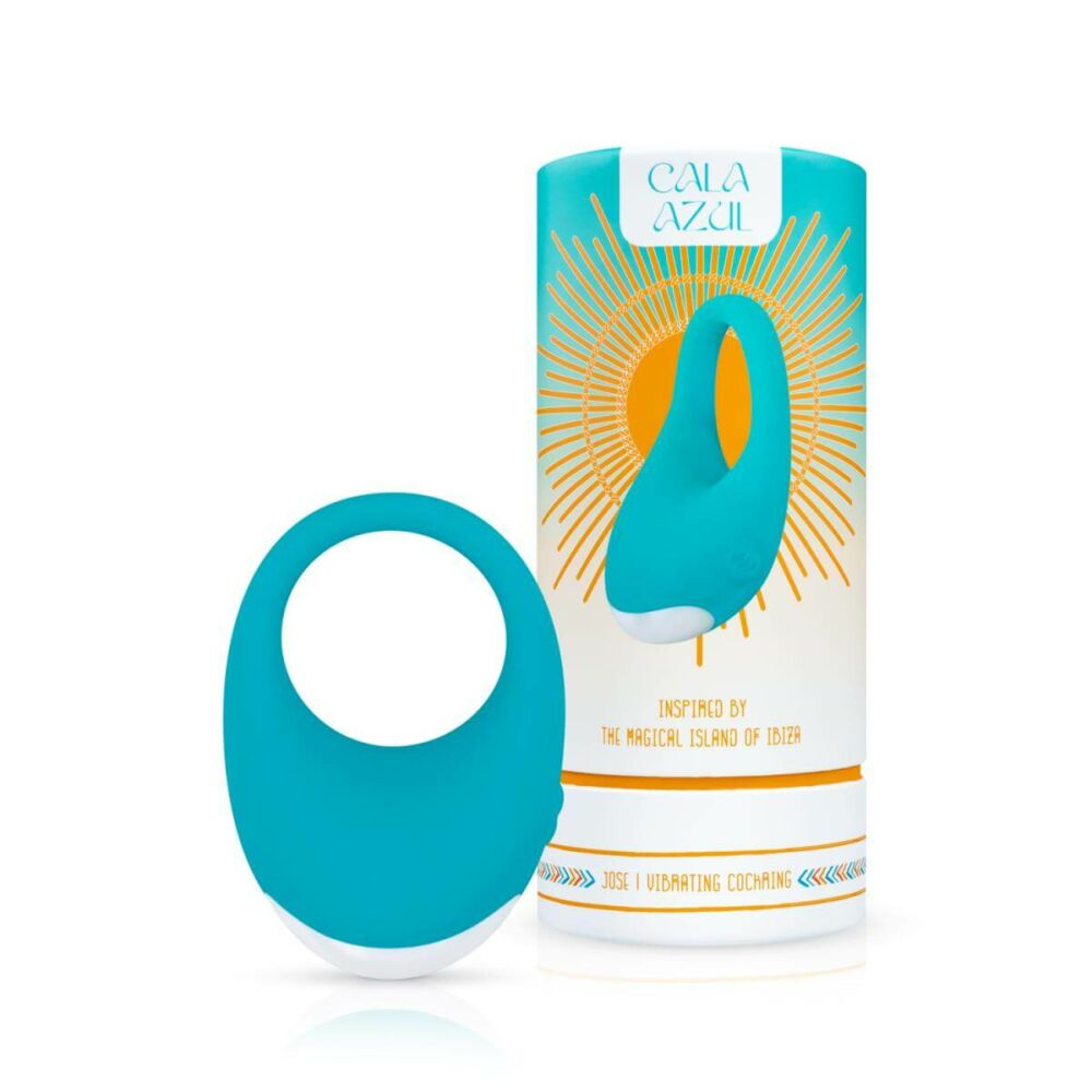 E-shop Cala Azul Jose - vodotesný vibračný krúžok na penis napájaný batériami (modrý)