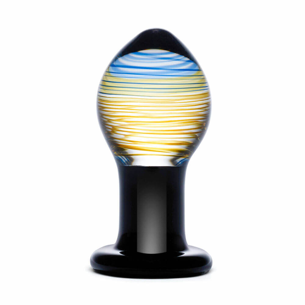E-shop GLASTOY Galileo - sklenené análne dildo (čierno-zlaté)