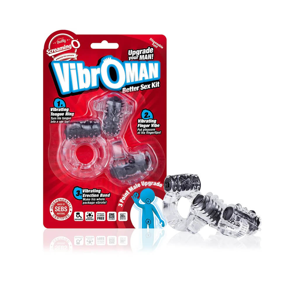 E-shop Screaming Vibroman - sada vibračných krúžkov na penis - čierna (3 kusy)