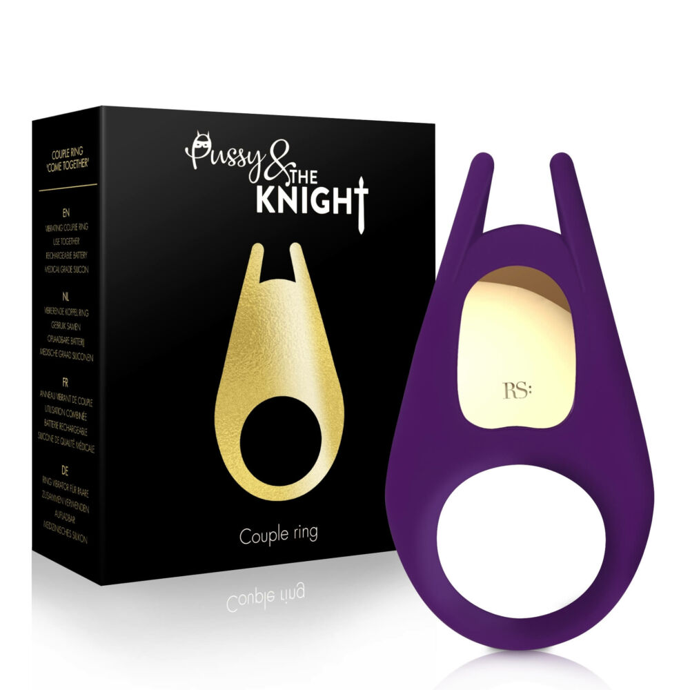 E-shop RS Soiree Pussy & The Knight Couple Ring - nabíjací krúžok na penis a párový vibrátor v jednom (fialový)