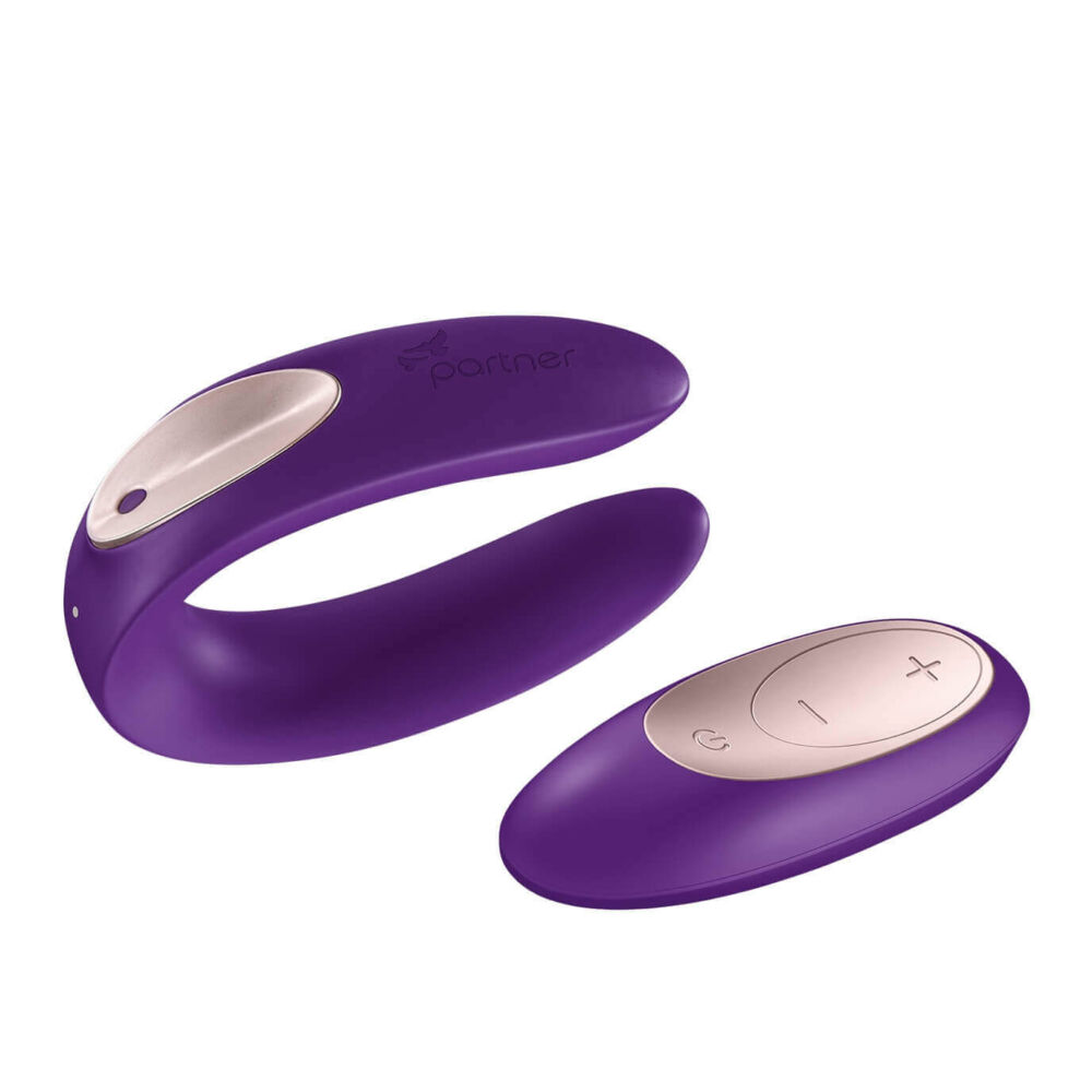 E-shop Satisfyer Double Plus Remote - nabíjací, vodotesný párový vibrátor na diaľkové ovládanie (fialový)
