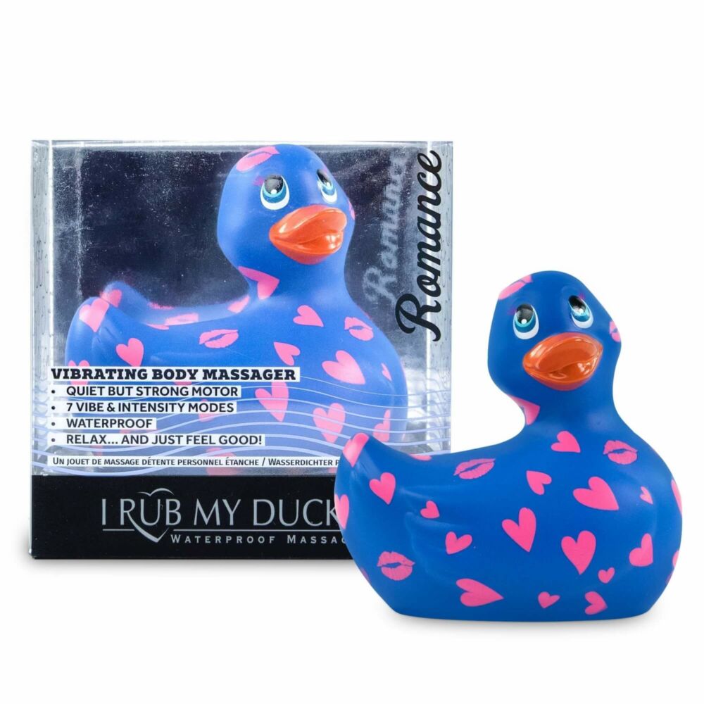 E-shop My Duckie Romance 2.0 - vodotesný vibrátor na klitoris - kačička so srdiečkami (modro-ružová)
