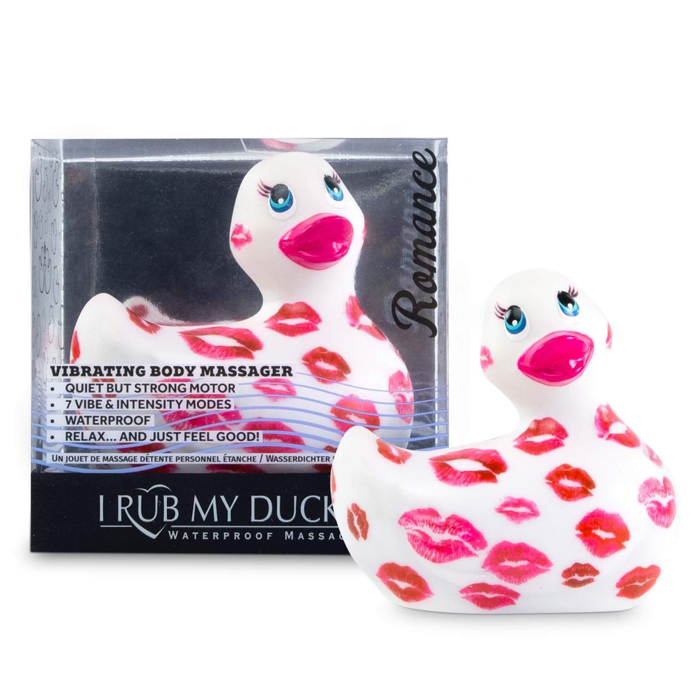 E-shop My Duckie Romance 2.0 - vodotesný vibrátor na klitoris - kačička so srdiečkami (bielo-ružová)