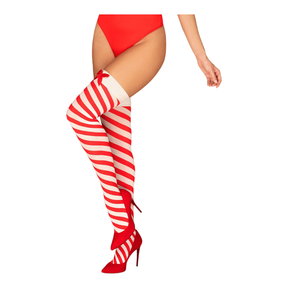 E-shop Obsessive Kissmass - striped thigh fix (red and white)