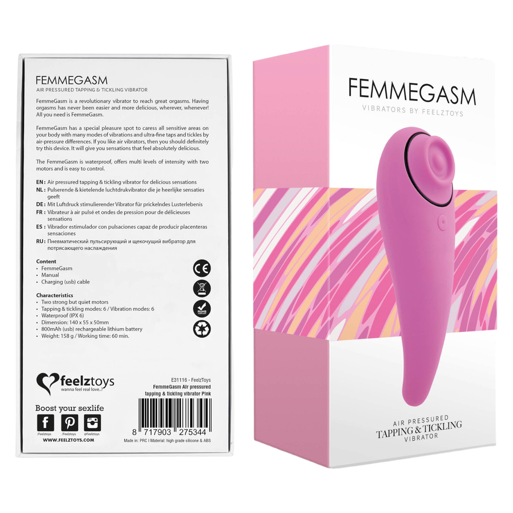 E-shop FEELZTOYS Femmegasm - dobíjací, vodotesný vaginálny a klitorálny vibrátor (ružový)