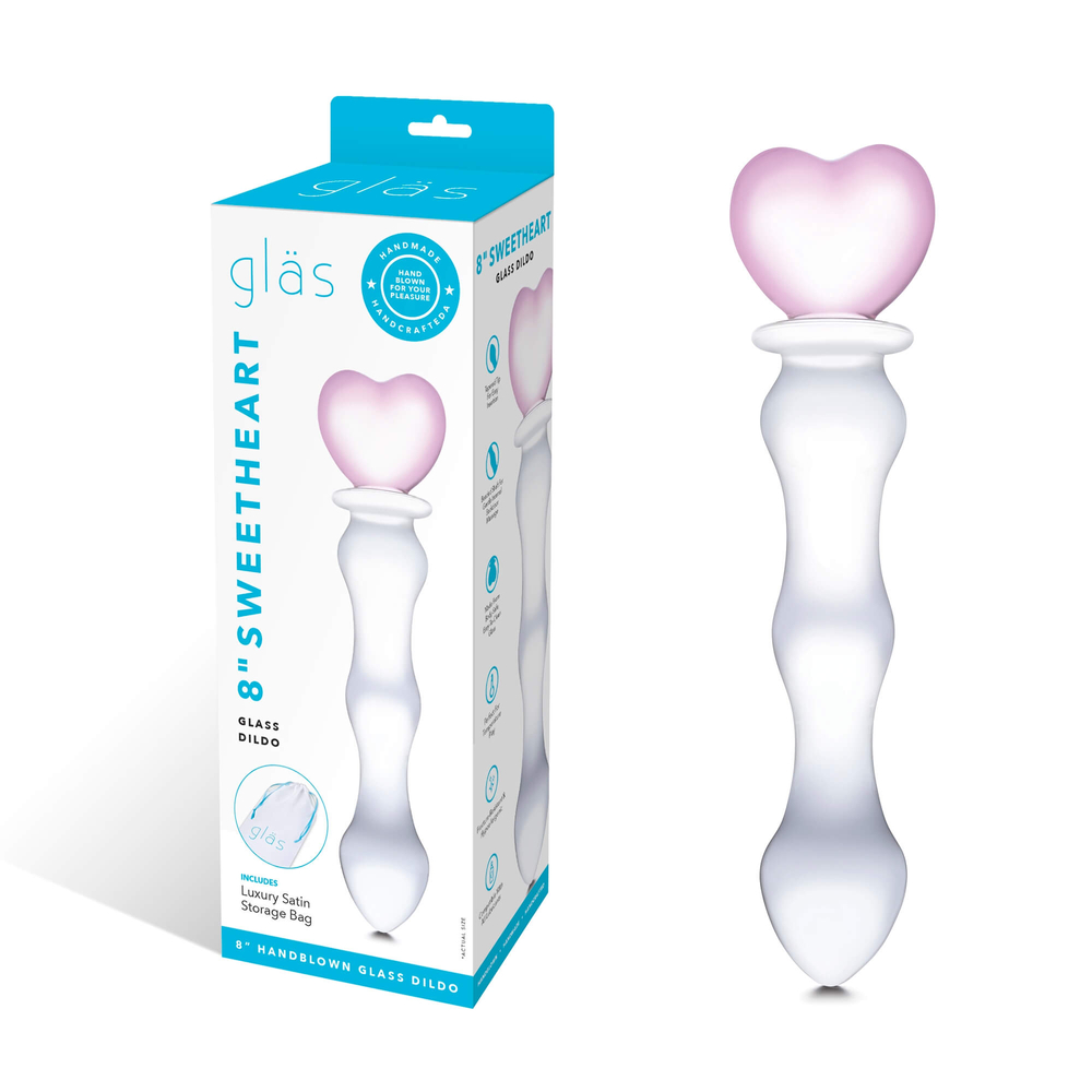 E-shop GLAS - sklenené dildo v tvare srdca (priesvitné)