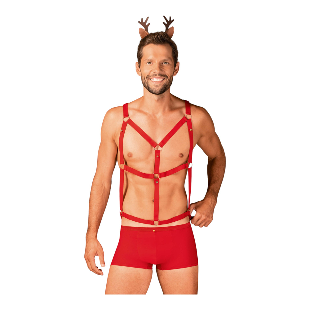 E-shop Obsessive Mr Reindy - pánsky kostým soba (3 časti) - červený