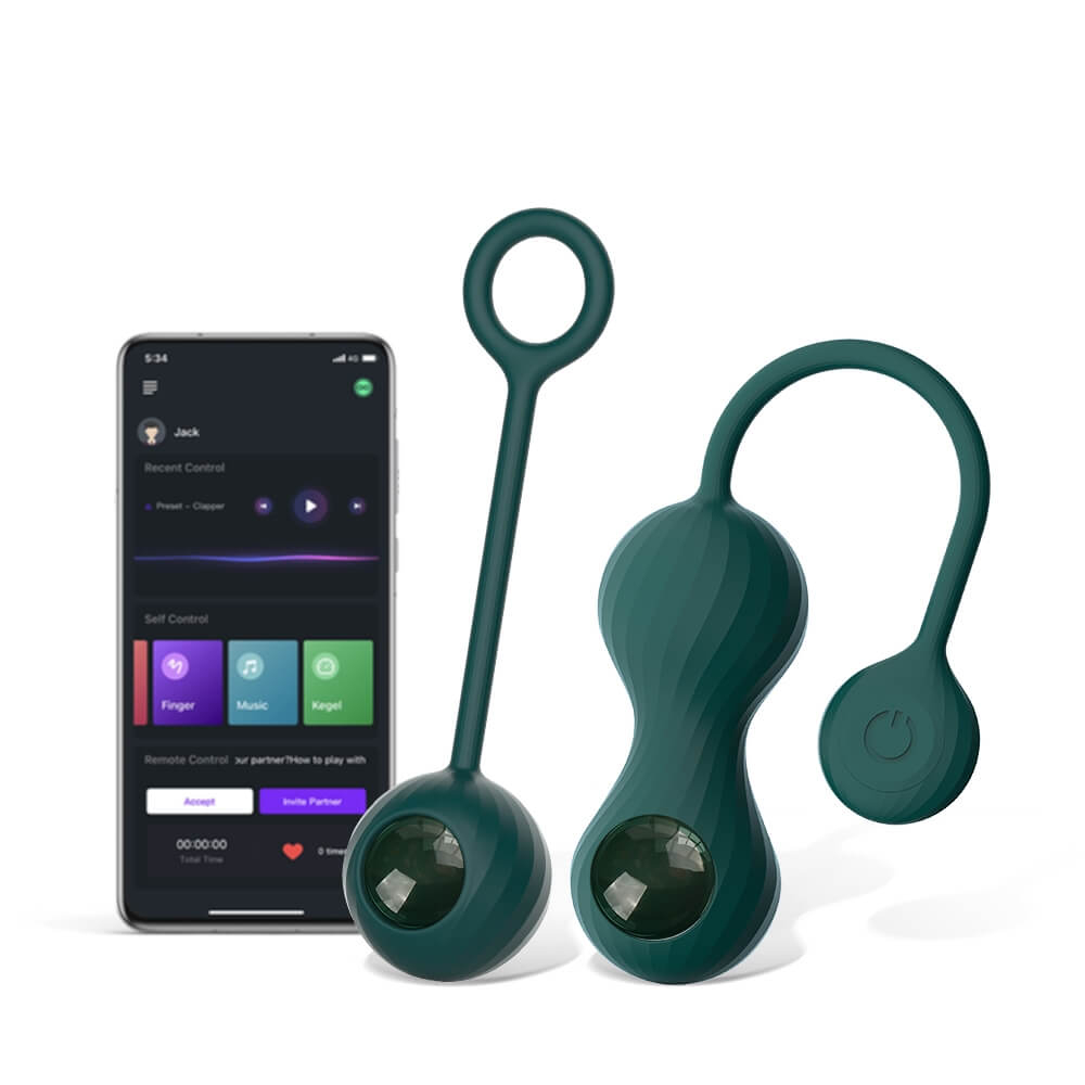 E-shop Magic Motion Crystal Duo - inteligentné vibračné venušiné guličky - zelené - (2 ks)