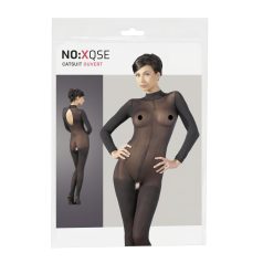 NO:XQSE - erotický catsuit - čierna sieťovina