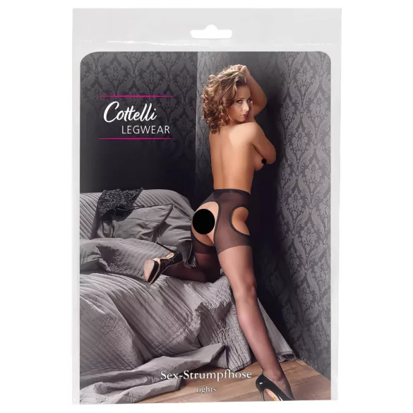 Cottelli - erotické pančuchy - čierne - L/XL