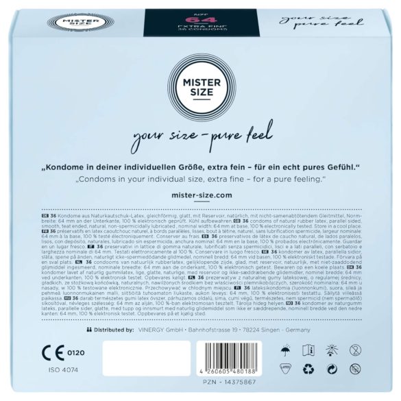 Mister Size - kondómy extra tenké - 64mm - balenie 36 ks