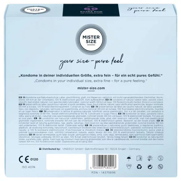 Mister Size - tenký kondóm - 69mm - 36 ks