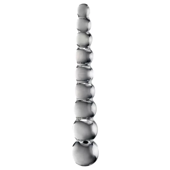 Icicles No. 2 - sklenené dildo s guľkami - priehľadné