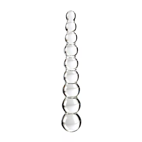 Icicles No. 2 - sklenené dildo s guľkami - priehľadné