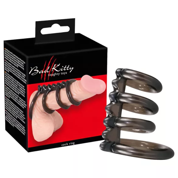 Bad Kitty - erekčný krúžok so štýlovými hrotmi - 4 kusy - silikón