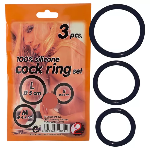 You2Toys - silikónový erekčný krúžok sada - čierna