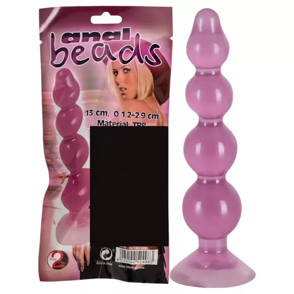 You2Toys - análny kolík s guľôčkami - prísavka - fialový