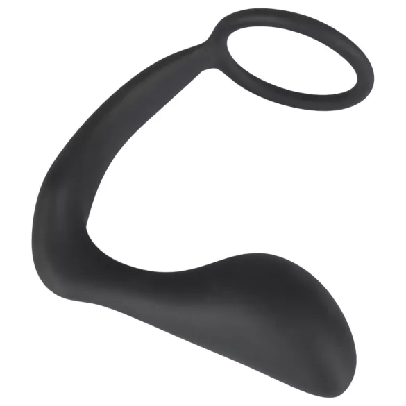 Black Velvets - análny kolík s erekčným krúžkom - čierny