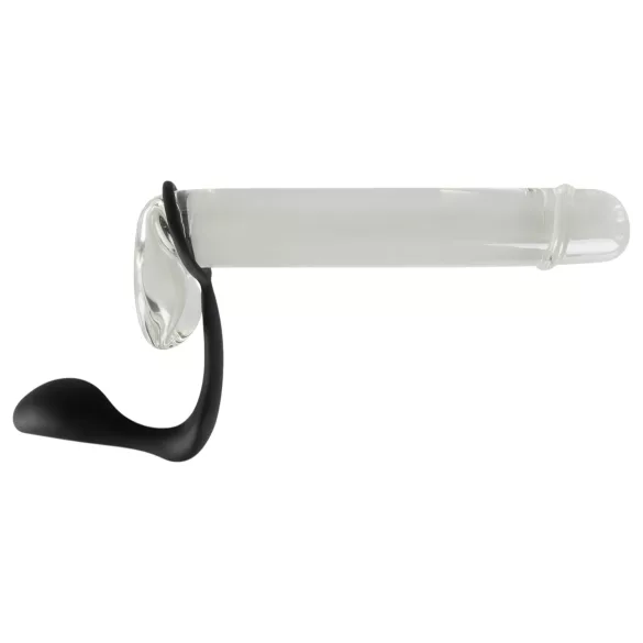 Black Velvets - análny kolík s erekčným krúžkom - čierny