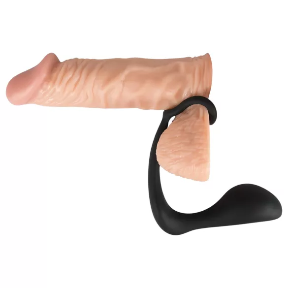 Black Velvets - análny kolík s erekčným krúžkom - čierny