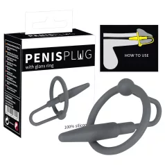   Penisplug - dilatátor na penis so silikónovým krúžkom - šedý