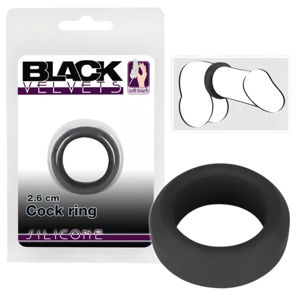 Black Velvets - erekčný krúžok hrubostenný 2,6 cm - čierny