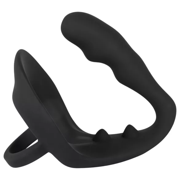 Black Velvets - análna dildo s krúžkom na penis a semenníky - čierna
