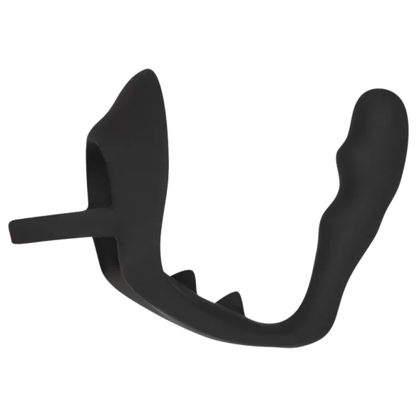 Black Velvets - análna dildo s krúžkom na penis a semenníky - čierna