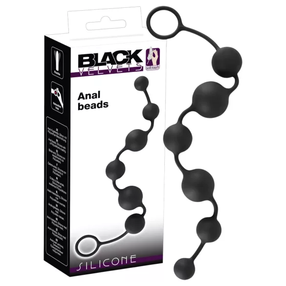 Black Velvets - 6-guličkový anál­ny dildo (čierny)