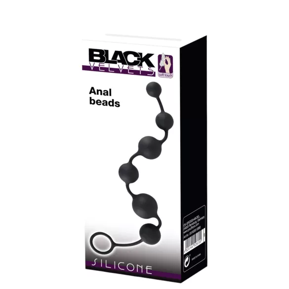 Black Velvets - análny dildo s 6 guličkami - čierny
