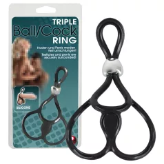   You2Toys - nastaviteľný trojitý krúžok na penis a semenníky - čierny