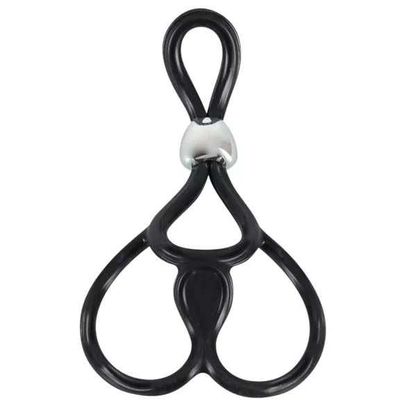 You2Toys - nastaviteľný trojitý krúžok na penis a semenníky - čierny